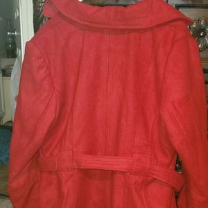 Women Red Pea Coat